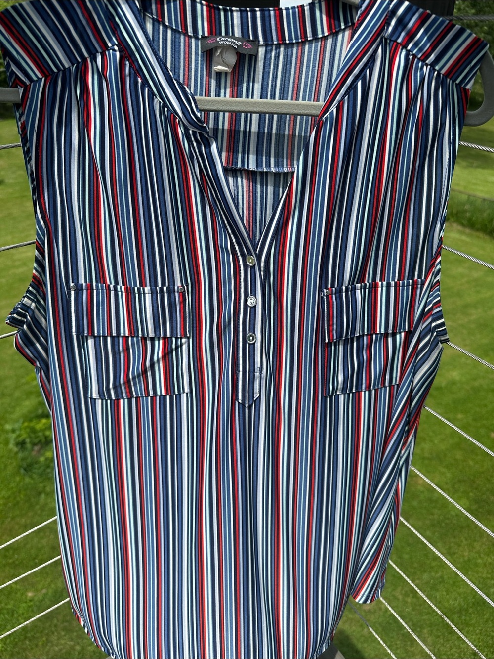 Cocomo Navy, Red & White Striped Sleeveless Camisole